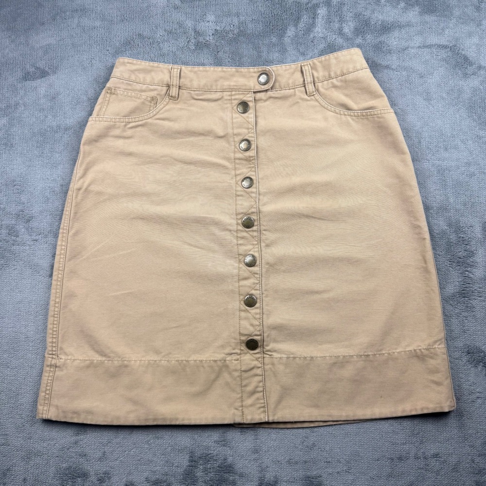 Tommy Hilfiger Khaki Cotton Button Front Mini Skirt Tan Canvas A-Line Size 14